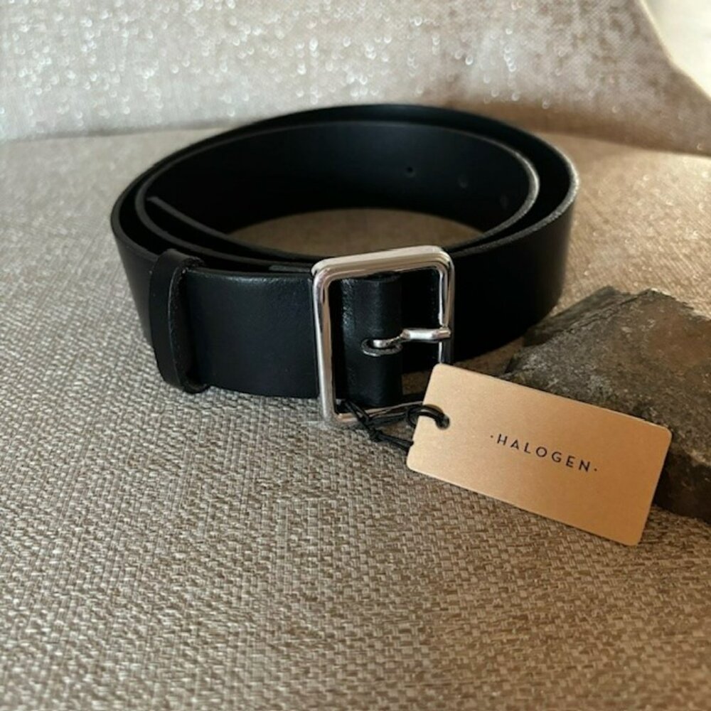 NWT Women's Halogen Black Leather Belt